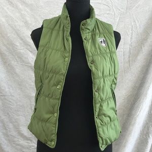 XS American Eagle Green w Navy Accents Puffy Vest